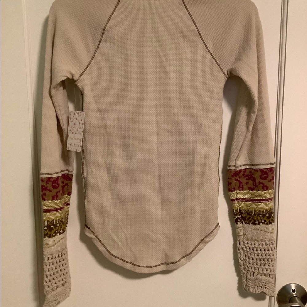 Free people thermal crotchet sleeve top - Picture 2 of 4